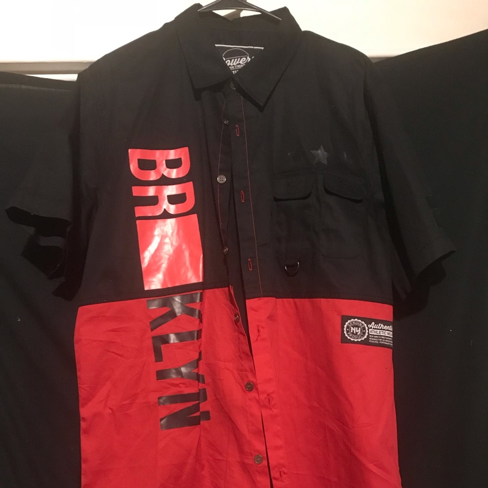 Red and black casual button up